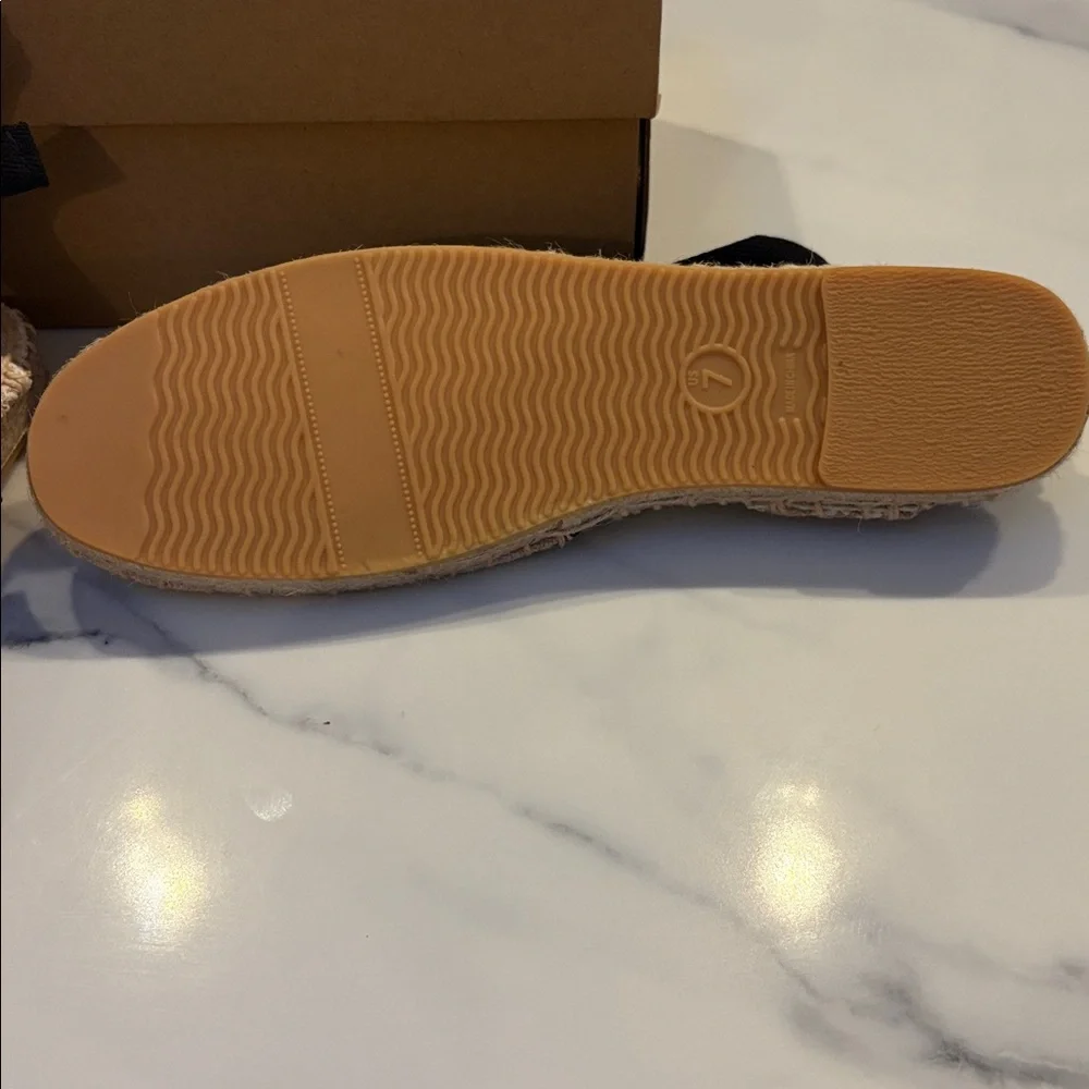 Women's Beige Espadrille Flats with Black Accents